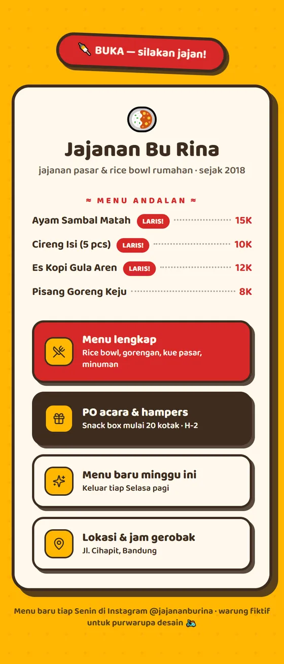 Tangkapan layar demo Jajanan Bu Rina