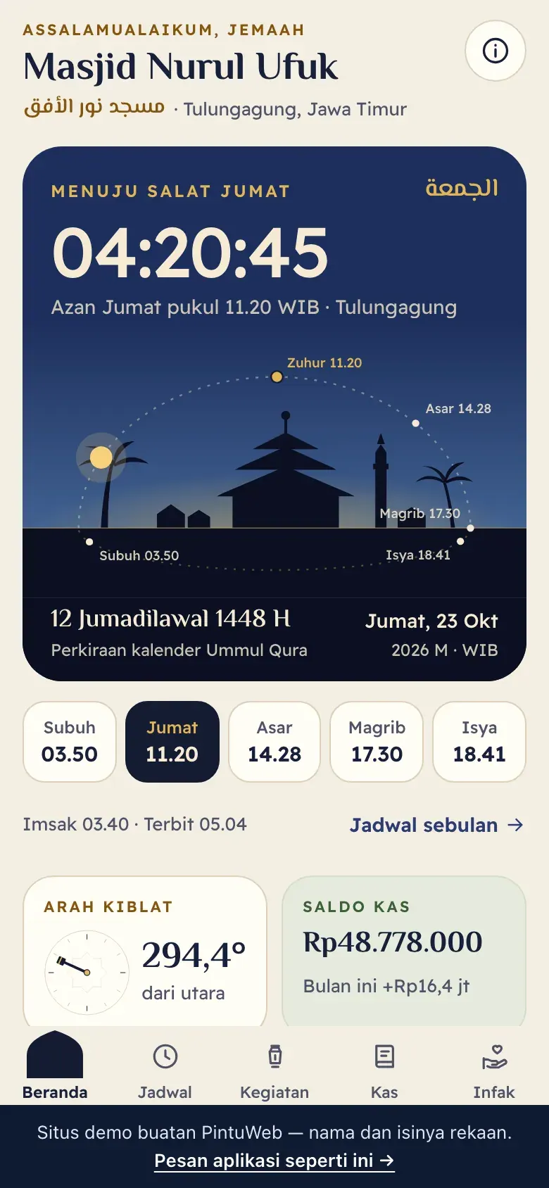 Nurul Ufuk, layar Beranda