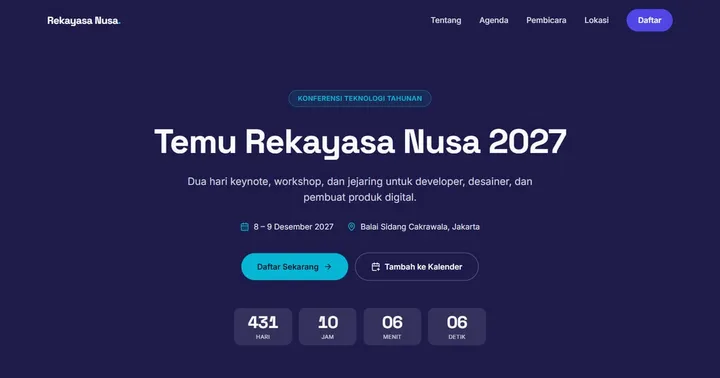 Tampilan Situs Acara Korporat Digital