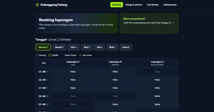 Tampilan Gelanggang Petang