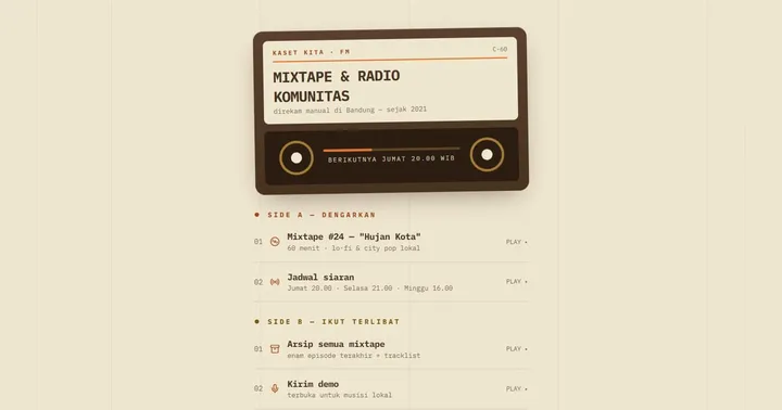 Tampilan Kaset Kita FM