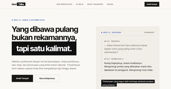 Tampilan NextTalks